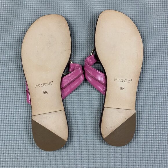 Lilly Pulitzer Mckim Pink Tropics Leather | Mercari Lilly Pulitzer McKim Leather Thong Sandals in Prosecco Pink, Size 9 M